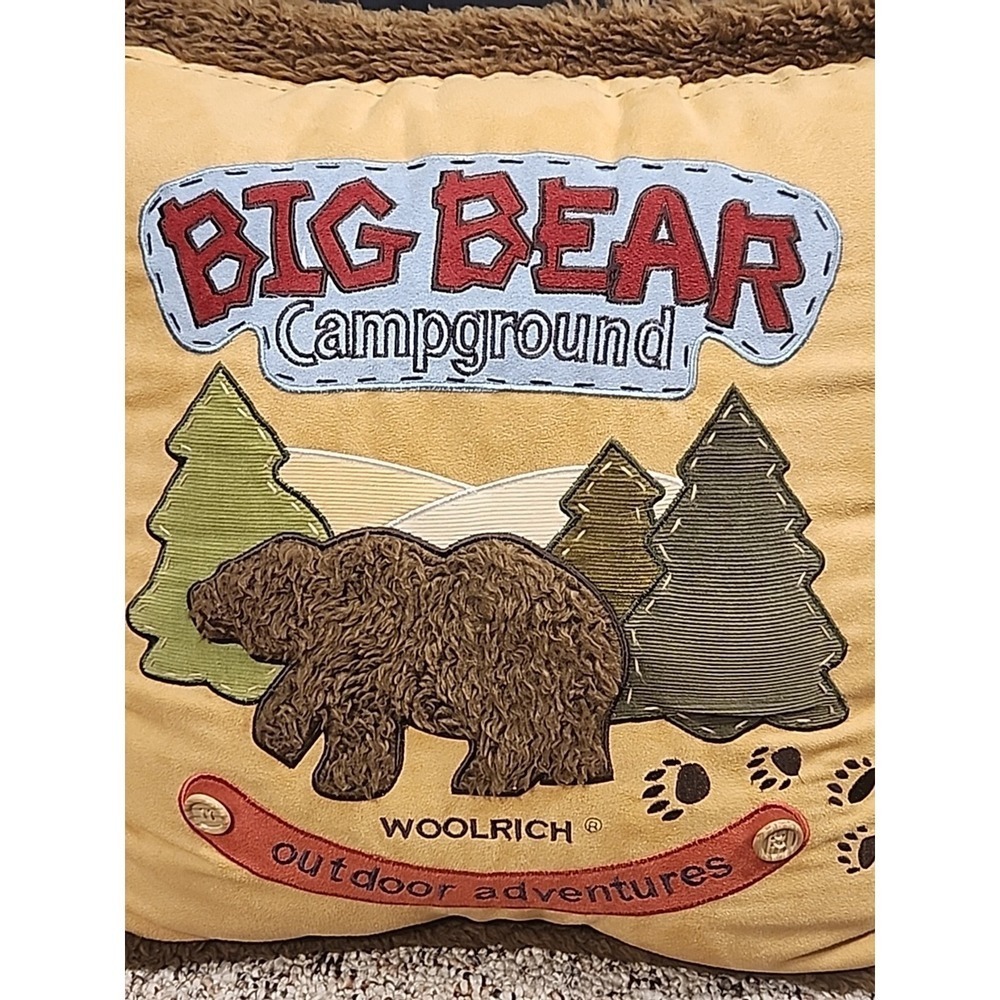 Woolrich big Bear playground Outdoor Adventures Appliqué embellished pillow-18" - Picture 2 of 4